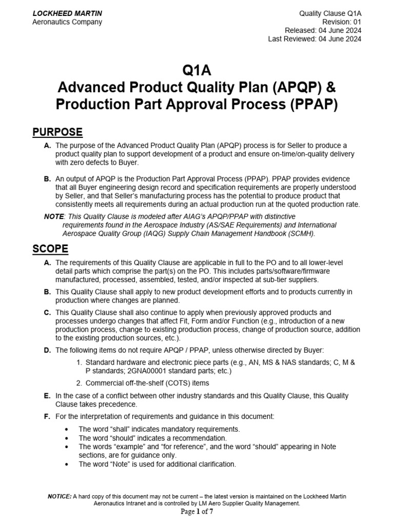 Lockheed Martin APQP & PPAP Guidelines | PDF | Business | Systems Thinking