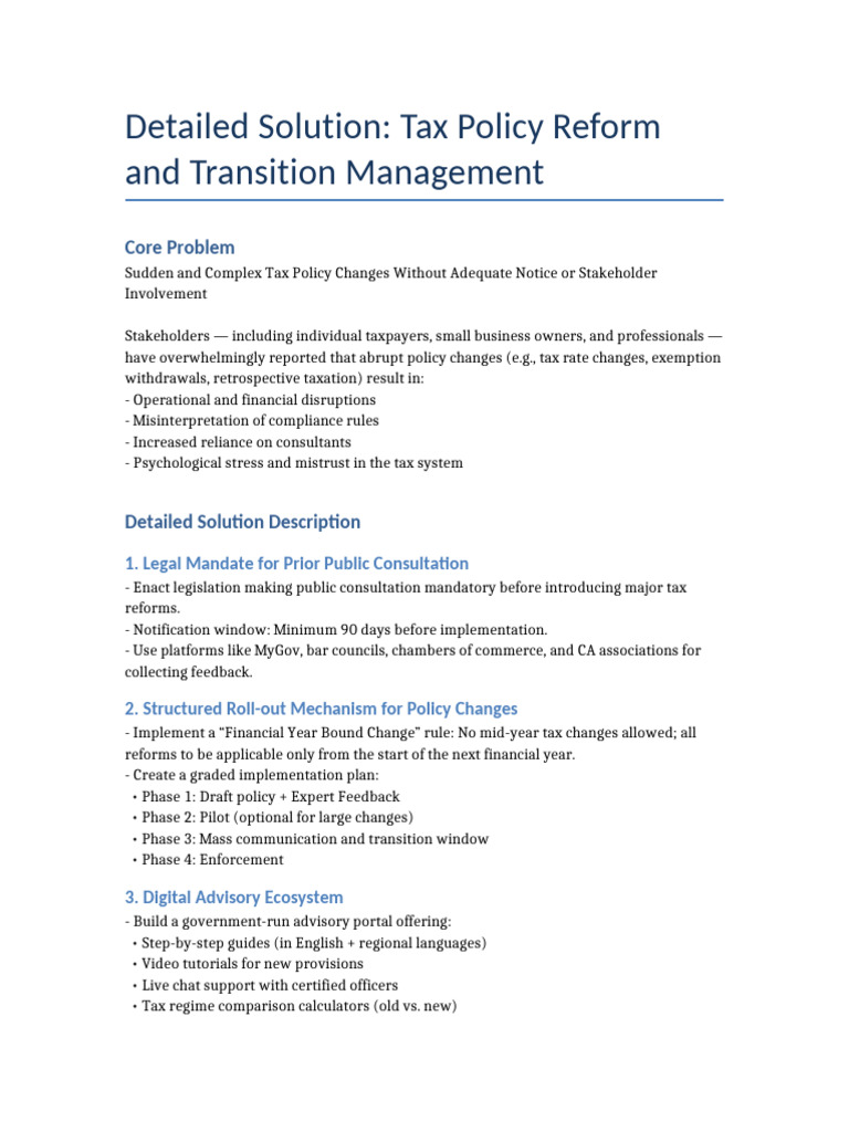 Tax Policy Reform: Solutions for Transition | PDF | Taxes | Policy