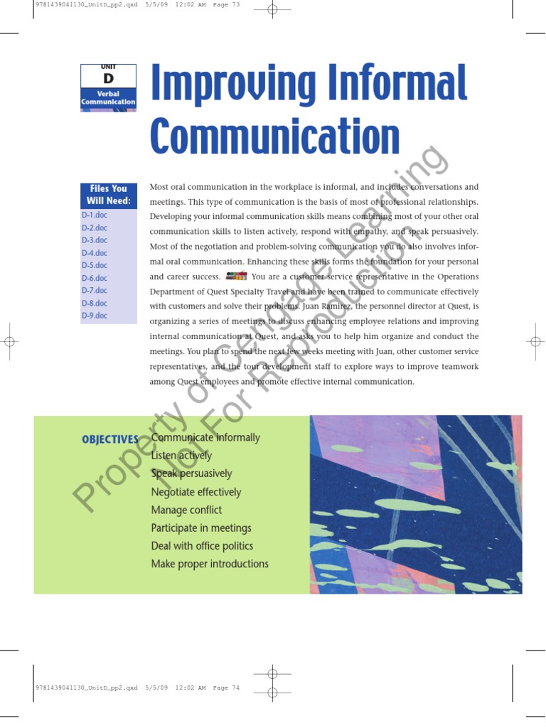 Improving Informal Communications | PDF | Negotiation | Persuasion