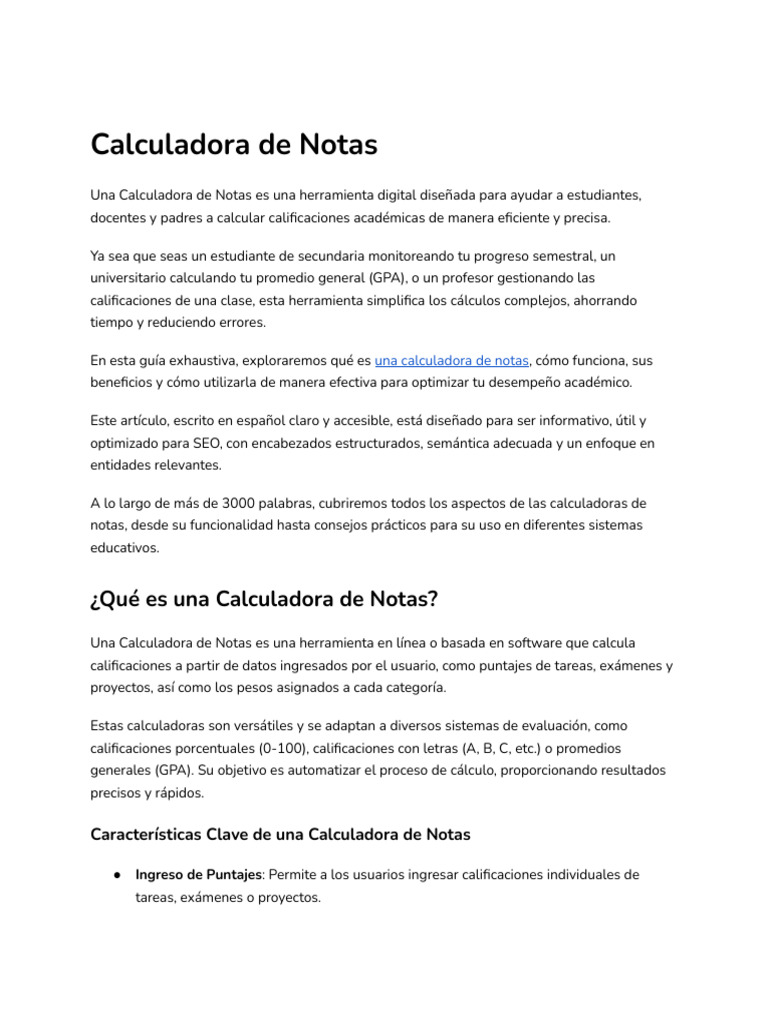 Calculadora de Notas: Guía Completa | PDF