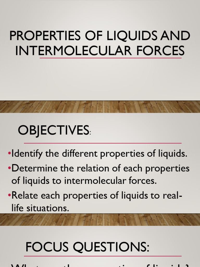 Properties of Liquids and Intermolecular Forces | PDF | Liquids | Boiling