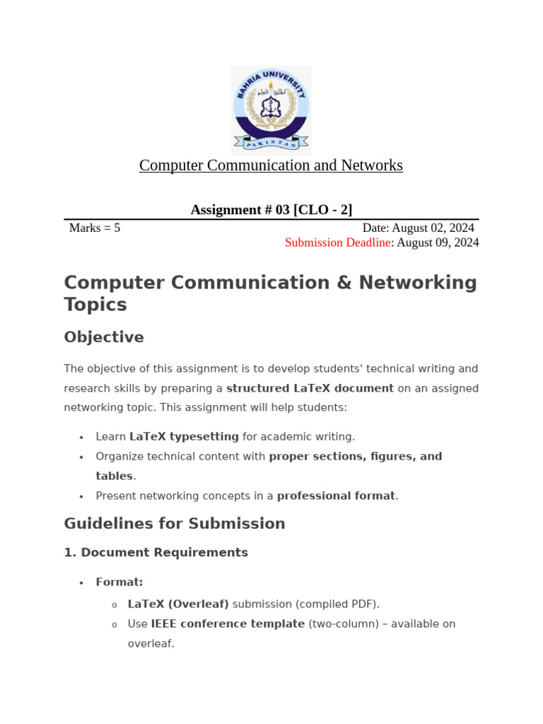 LaTeX Assignment Template Guide | PDF | Computer Network | Quality Of ...