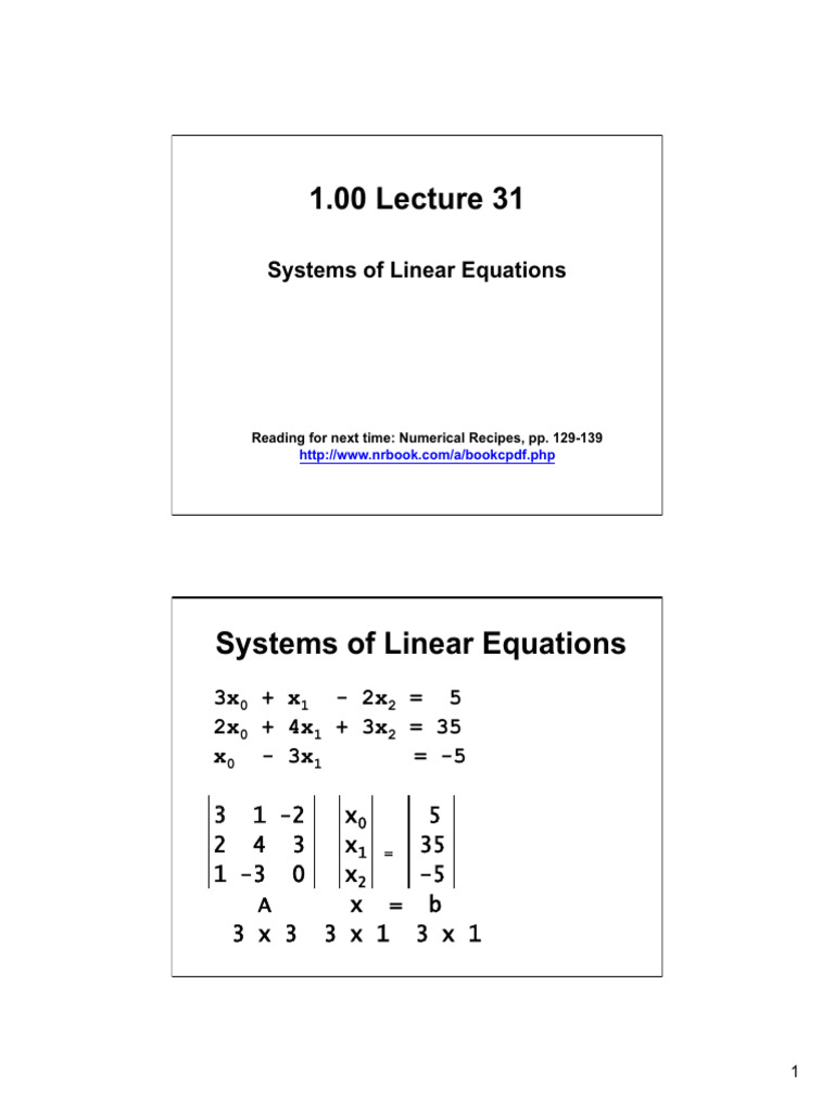 Linear Systems - Introduction To Computers & Engineering | PDF | System ...