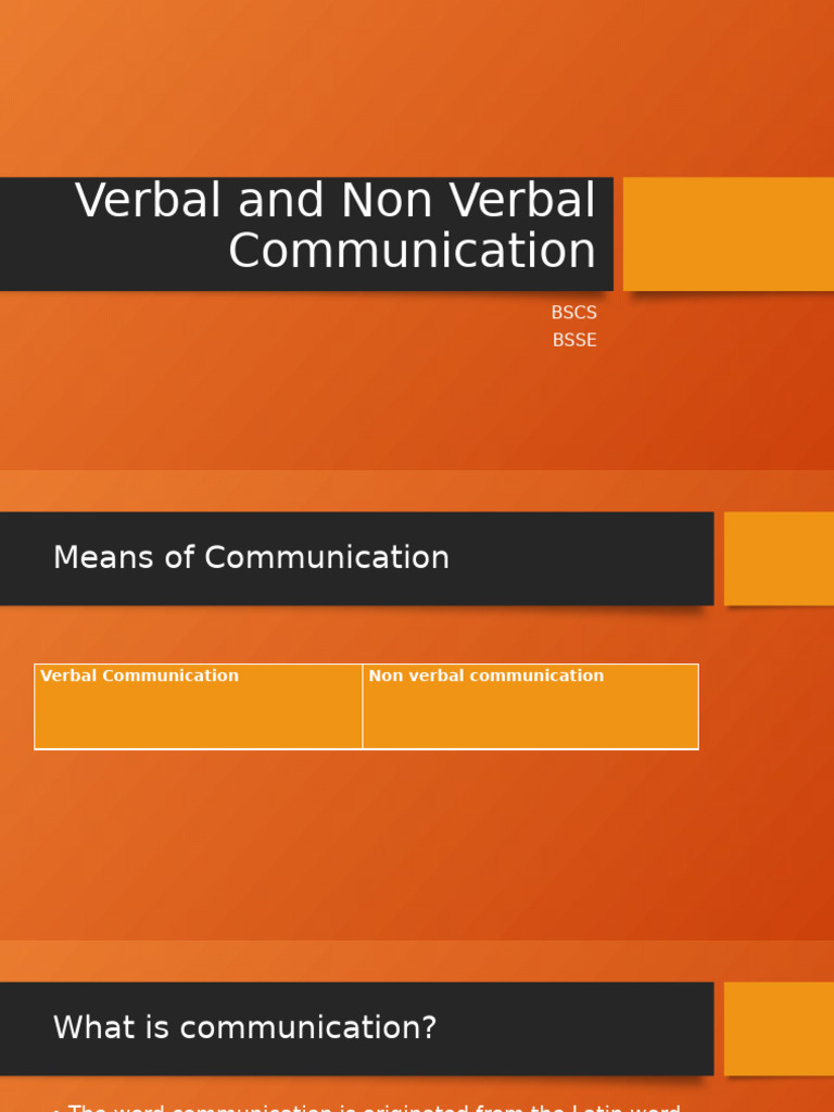 Verbal and Non-Verbal Communication Guide | PDF | Communication ...