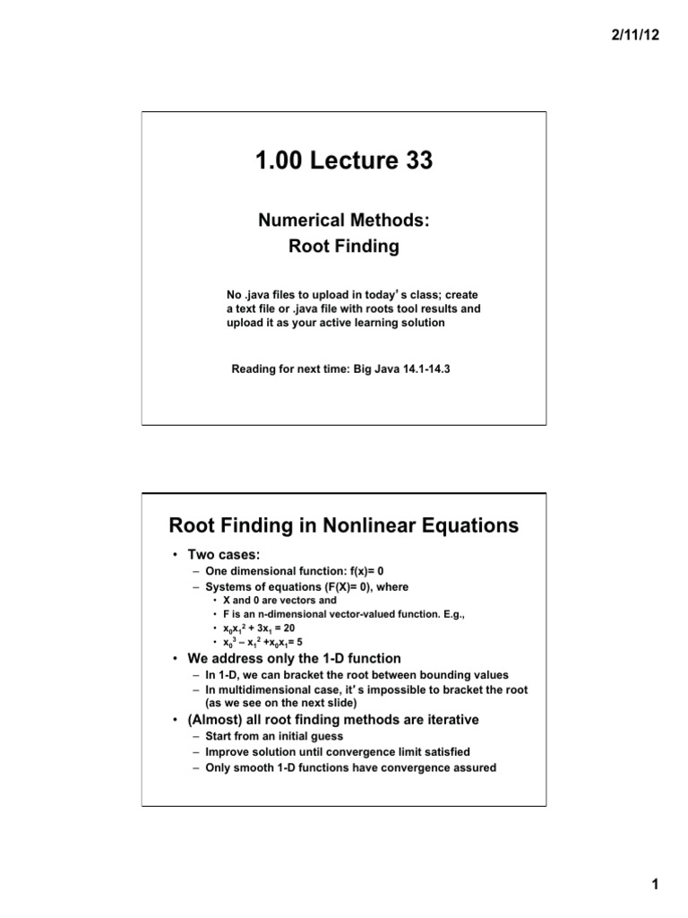 Root Finding - Introduction To Computers & Engineering | PDF ...