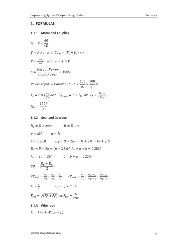 Engineering Design Formulas Overview | PDF | Manufactured Goods ...
