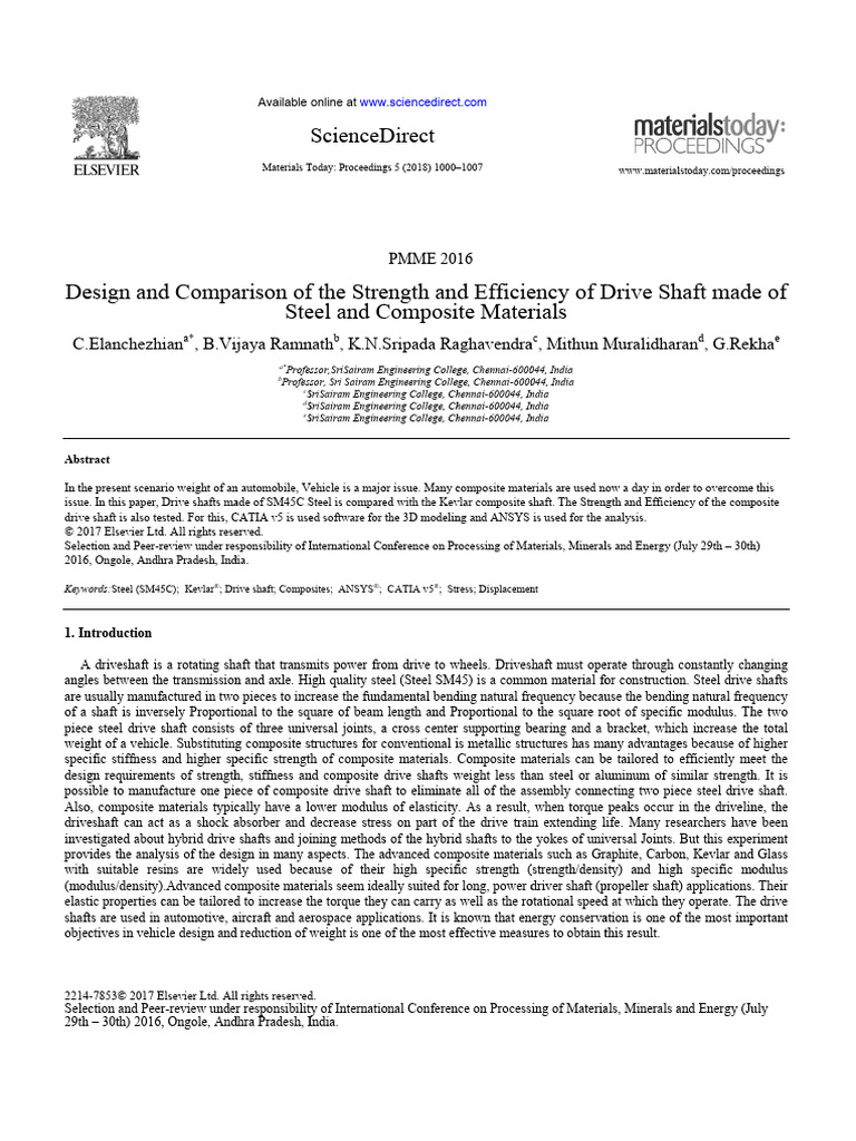 Design and Comparison of The Strength and Efficiency of Drive Shaft ...