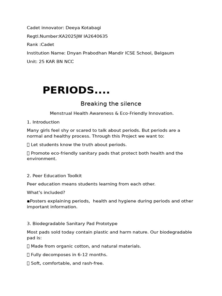 Menstrual Health & Eco-Friendly Pads | PDF