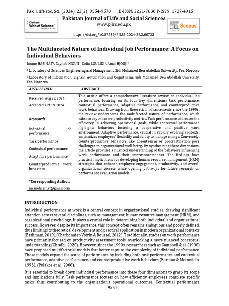 Dimensions of Individual Job Performance | PDF | Leadership | Social ...