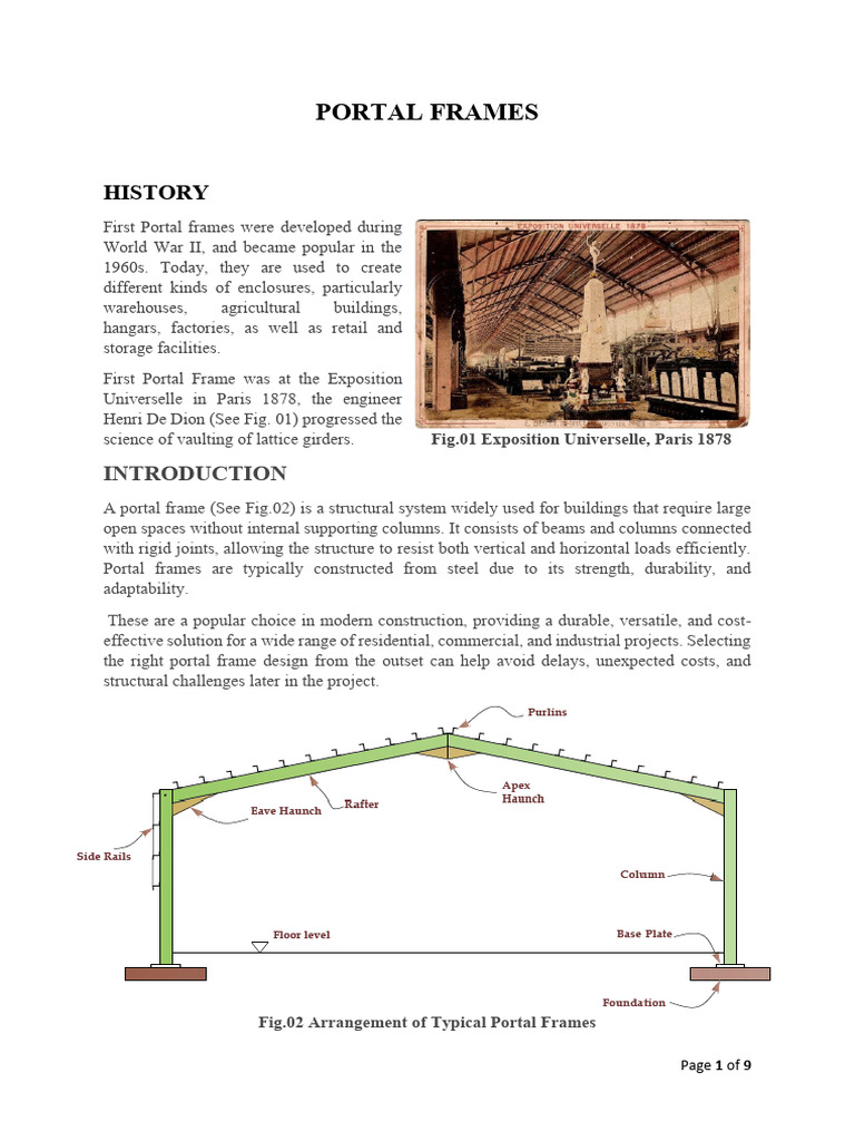 Overview of Portal Frame Structures | PDF | Framing (Construction ...
