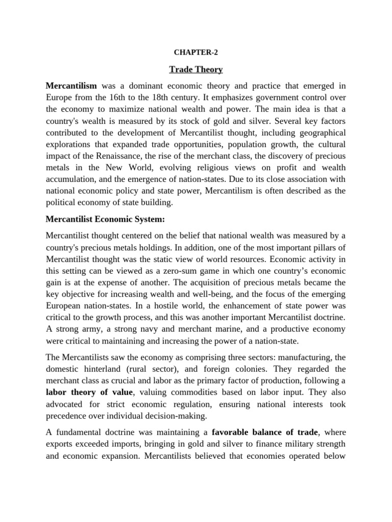 Understanding Mercantilism and Trade Theory | PDF | Mercantilism ...