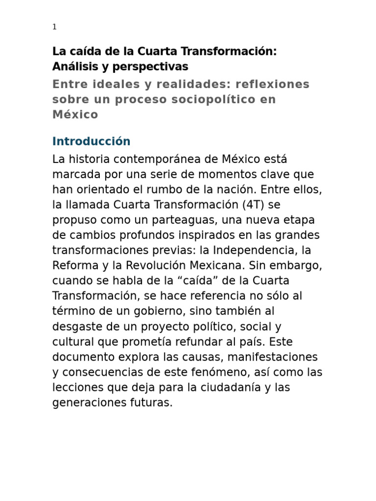 Caída de la Cuarta Transformación en México | PDF | Democracia ...