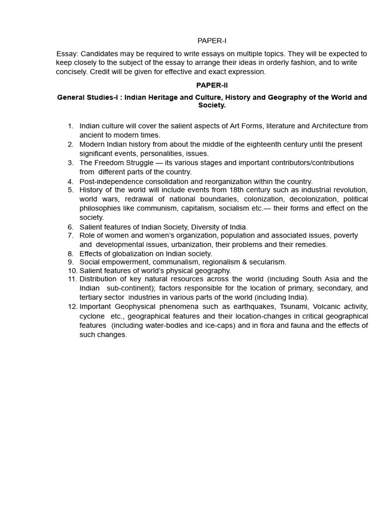 UPSC Exam Syllabus Overview | PDF | Natural Disasters | Economic Growth