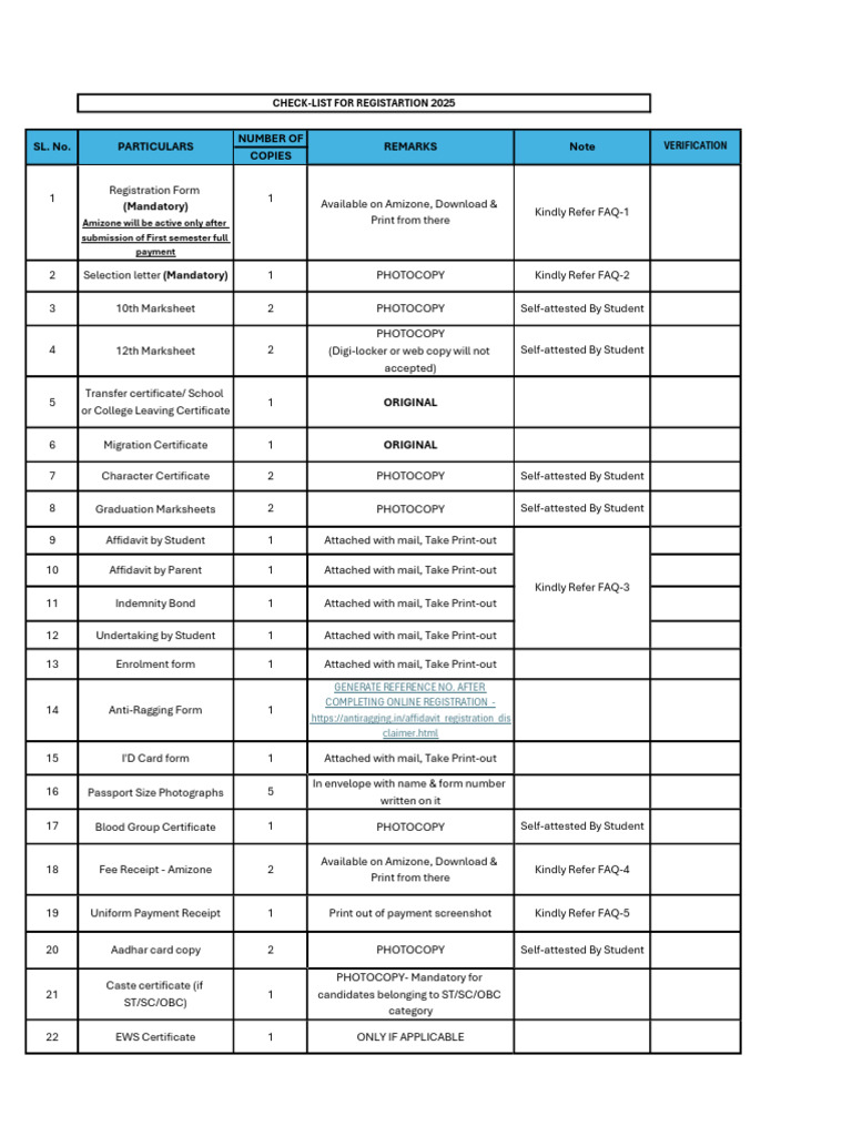 Registration Checklist for 2025 | PDF | Government And Personhood