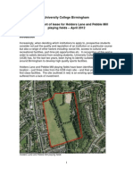 UCB Proposal For Holders Lane/Pebble Mill Playing Fields - Background