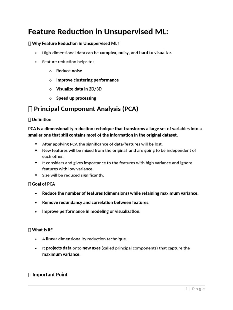 Feature Reduction Techniques in ML | PDF | Autoregressive Integrated ...