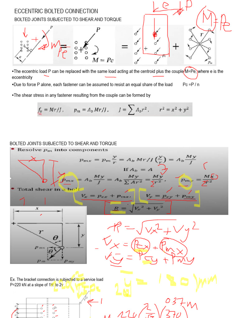 Eccentric Bolted Connection Analysis | PDF
