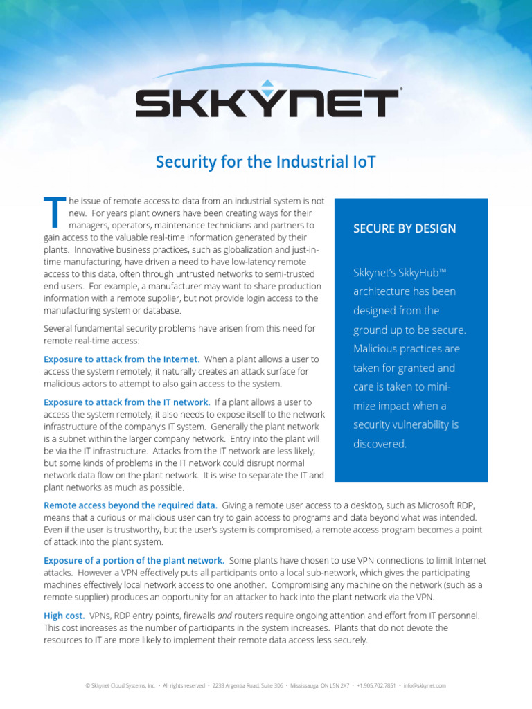 Skkynet White Paper Security For Industrial IoT | PDF | Computer ...