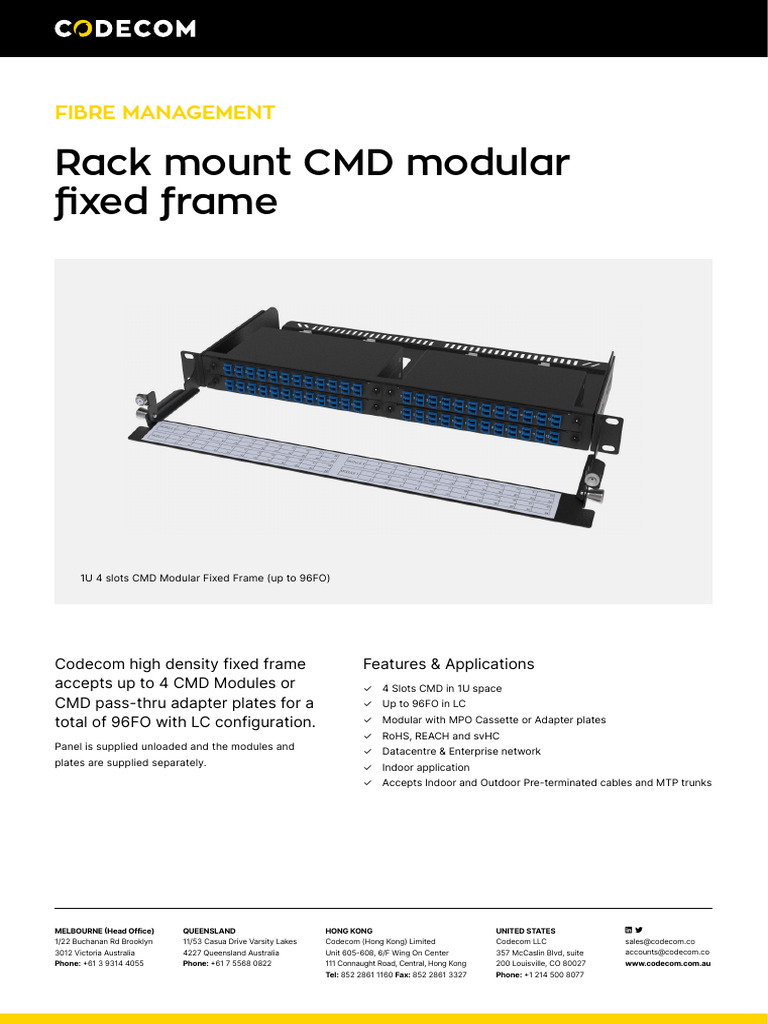 1RU 4 Slots CMD Modular Fixed Frame Up To 96F0 1 | PDF
