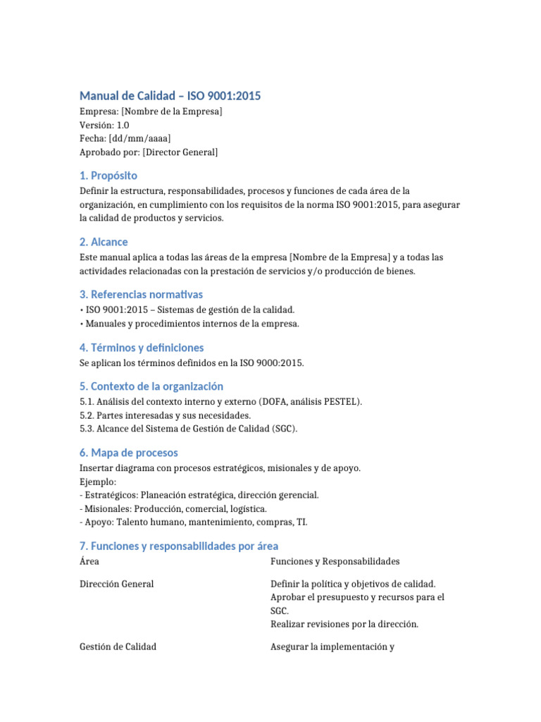 Manual de Calidad ISO 9001:2015 | PDF | Sistema de manejo de calidad ...