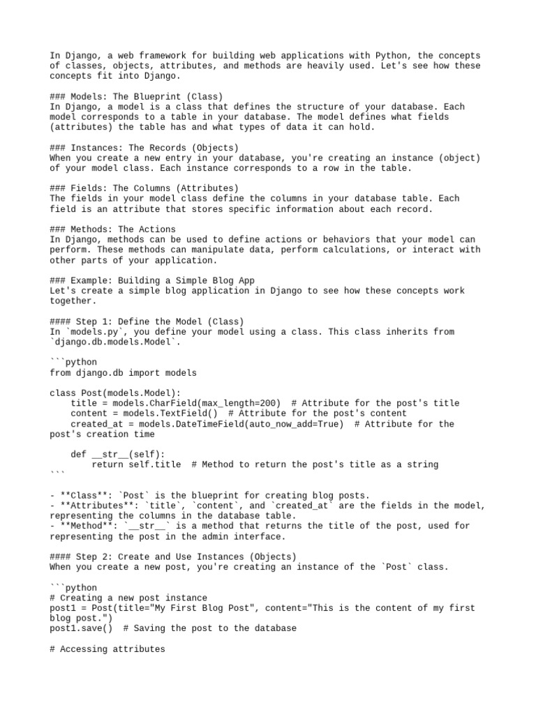 Django Models: Classes, Objects, and Methods | PDF | Databases | Table ...