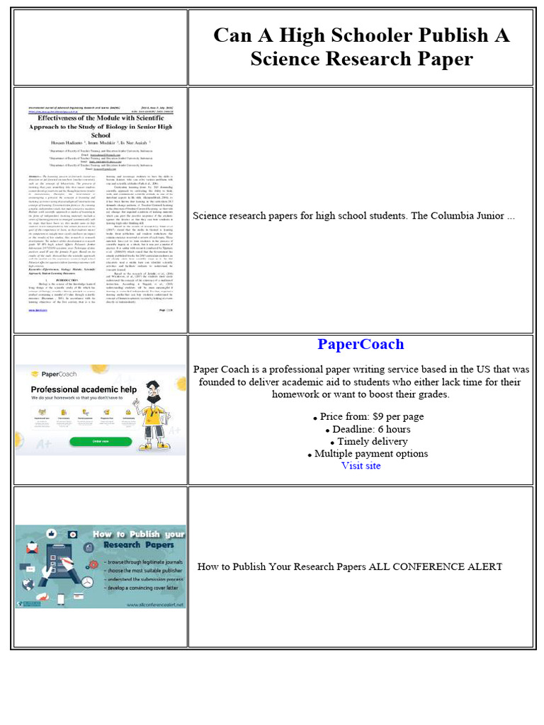 Can a High Schooler Publish a Science Research Paper PDF Academic Can a High Schooler Publish a Science Research Paper PDF Academic