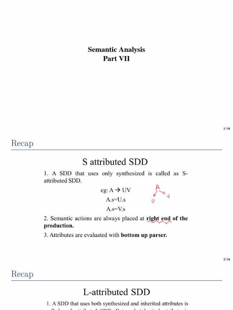 Semantic Analysis and SDT Techniques | PDF