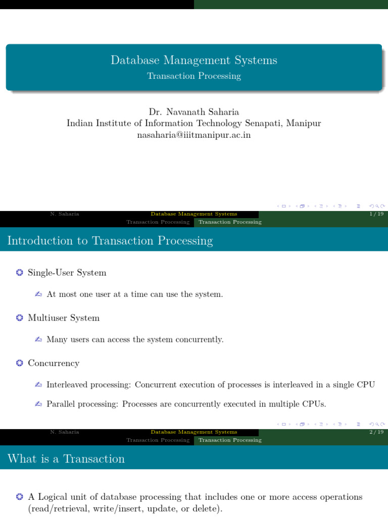 12 Transaction Processing | PDF | Database Transaction | Databases