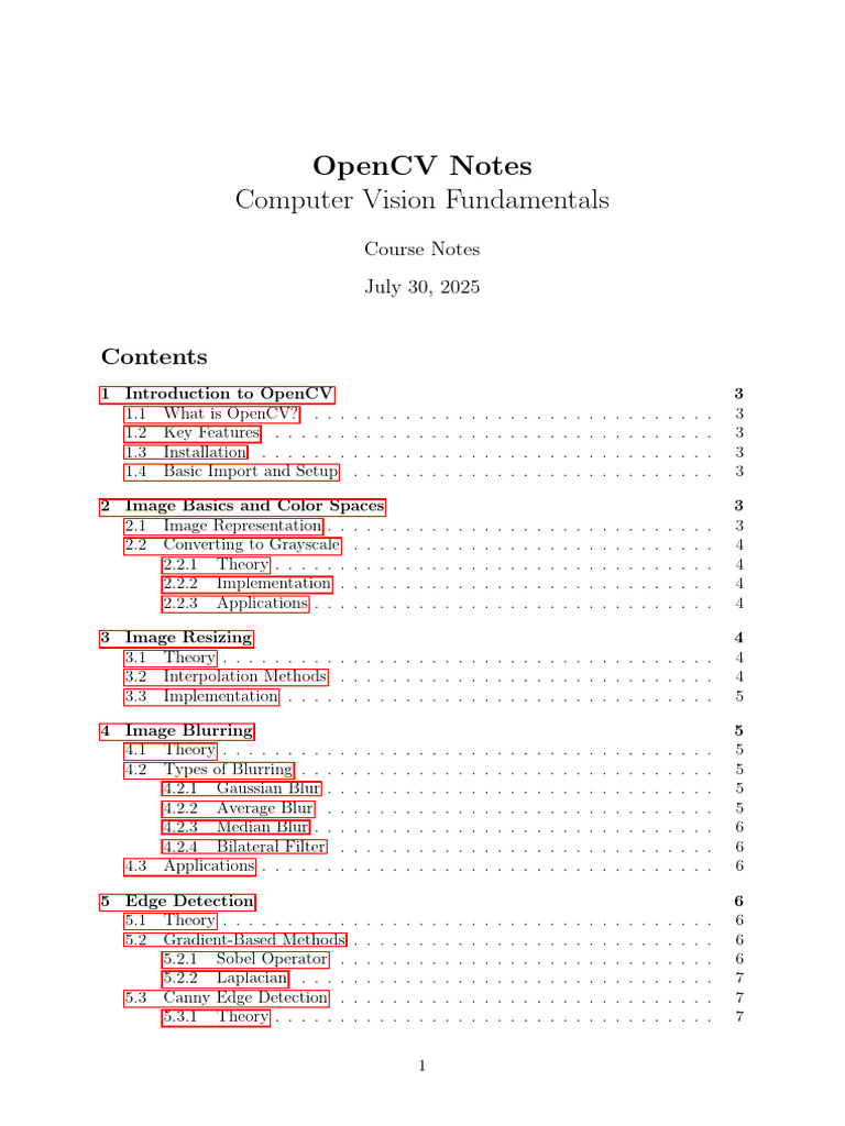 OpenCV Course Notes Overview | PDF | Computer Graphics | Computing