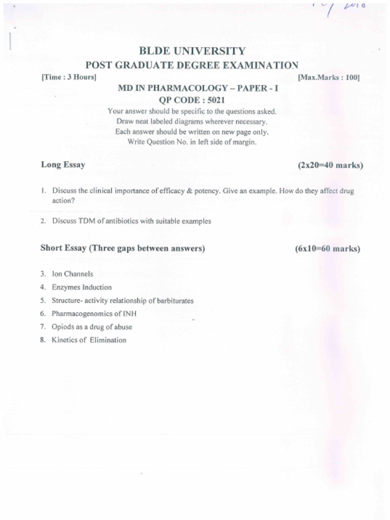 MD Pharmacology Paper 1-4 May 2018 | PDF