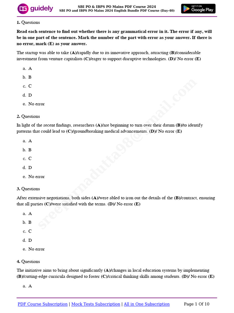 Sbi Po & Ibps Po Mains PDF Course 2024-1743622648454 | PDF | Adjective ...