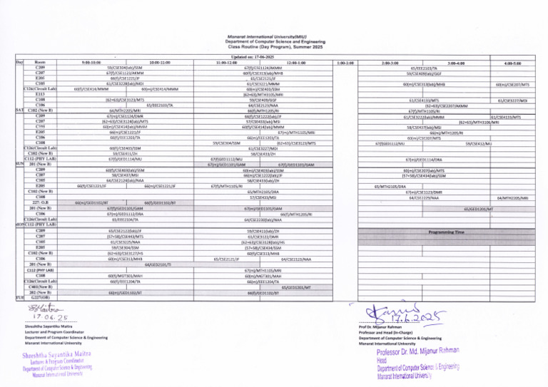 Class Routine (Day) 17.6.25 | PDF | Computer Science | Computing