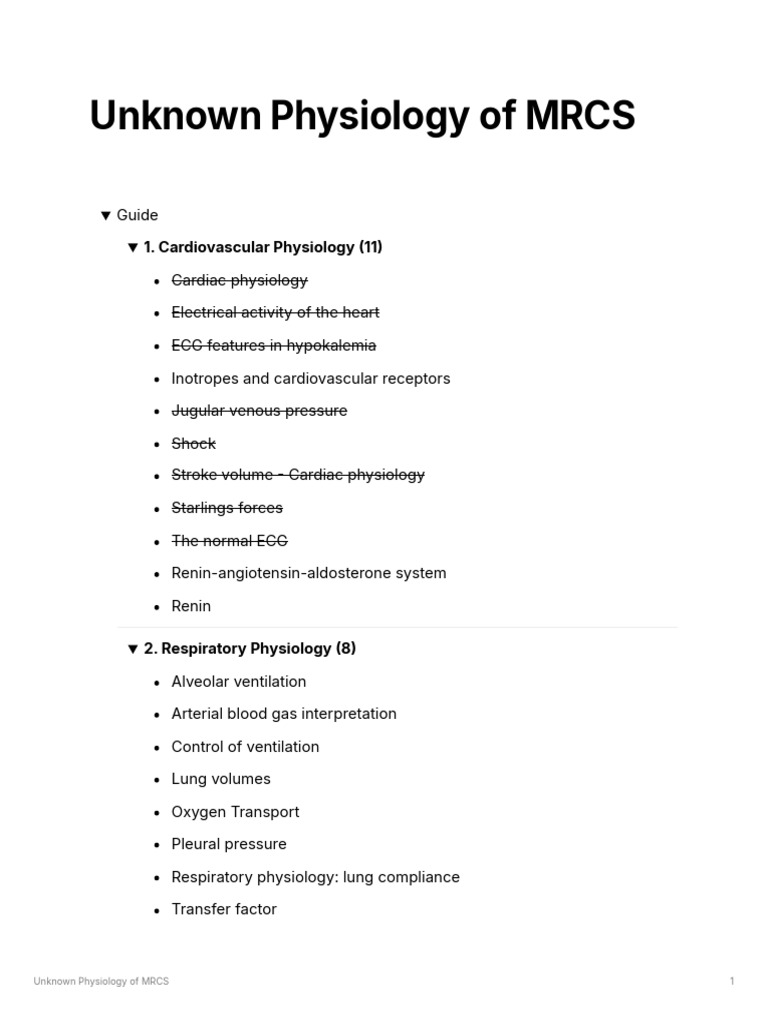 MRCS Physiology Overview Guide | PDF | Coagulation | Sepsis