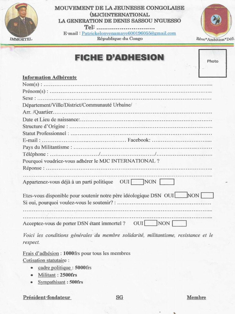 Fiche D'Adhesion | PDF