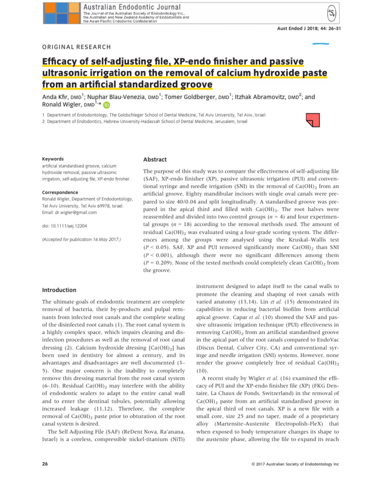 Calcium Hydroxide Removal Techniques | PDF | Dentistry Branches | Calcium