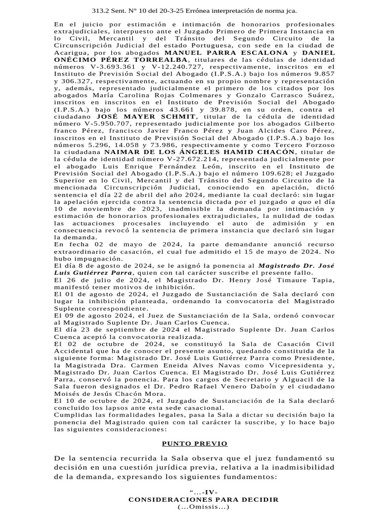 313.2 Sent. #10 Del 20-3-25 Errónea Interpretación de Norma Jca. | PDF ...