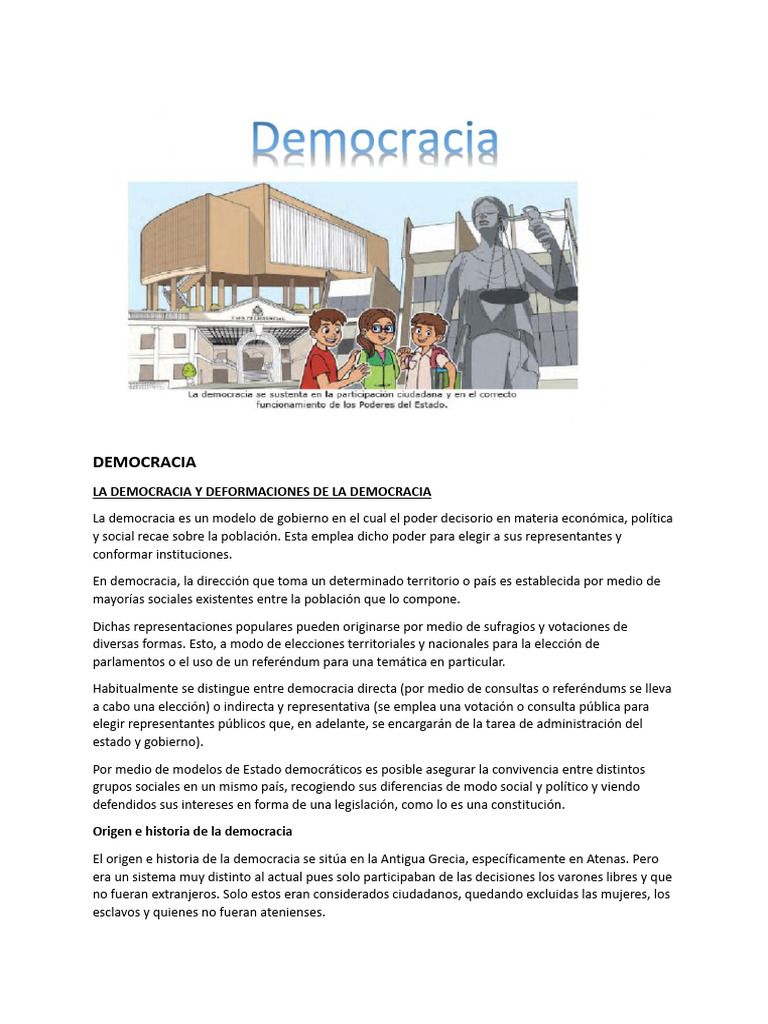 Historia y Características de la Democracia | PDF | Democracia ...