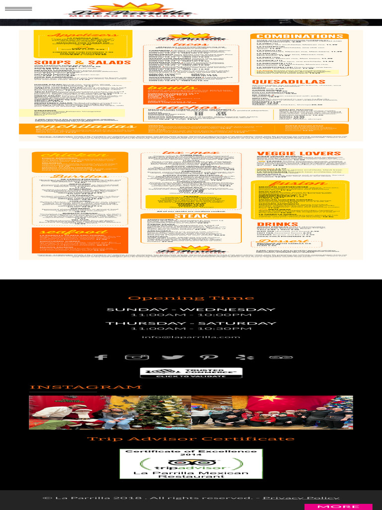 La Parrilla Dinner Menu PDF | PDF
