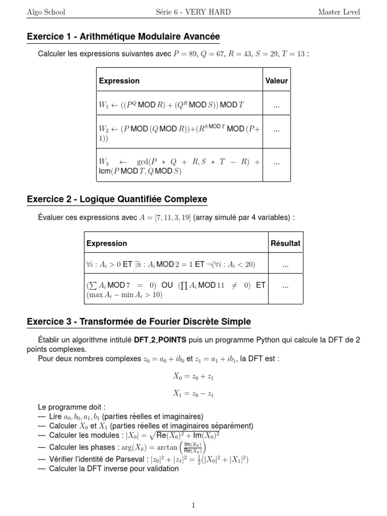 Exercices Avancés en Algorithmes et Python | PDF | Objets mathématiques ...