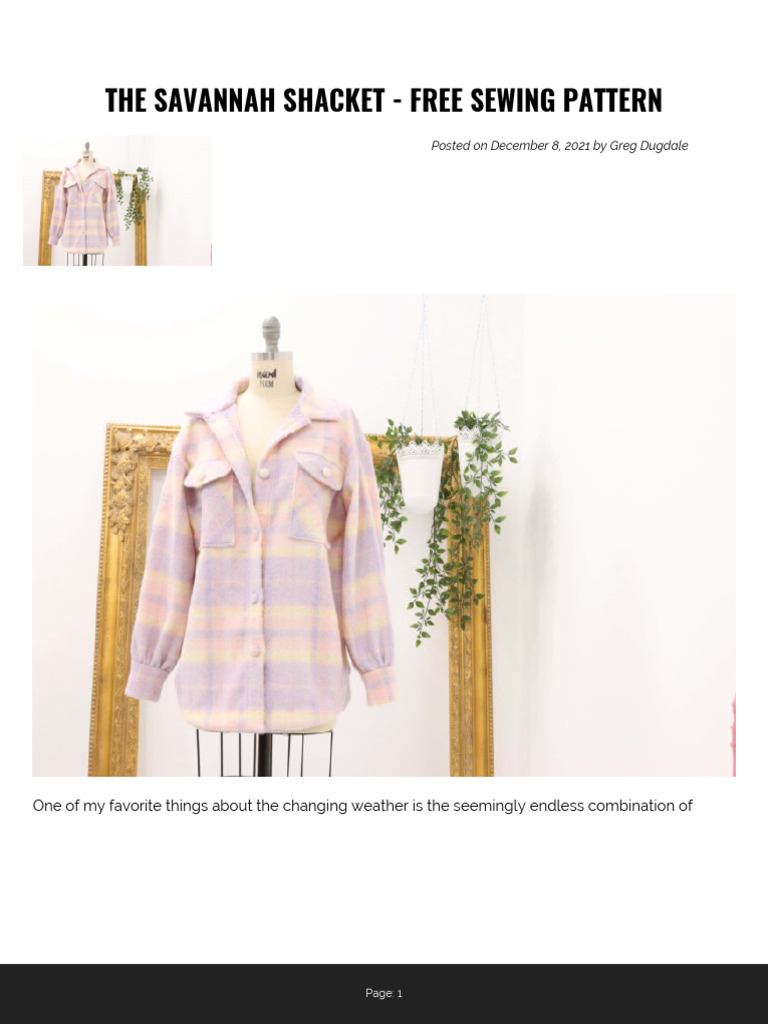 Savannah Shacket: Free Sewing Pattern | PDF | Seam (Sewing) | Sewing