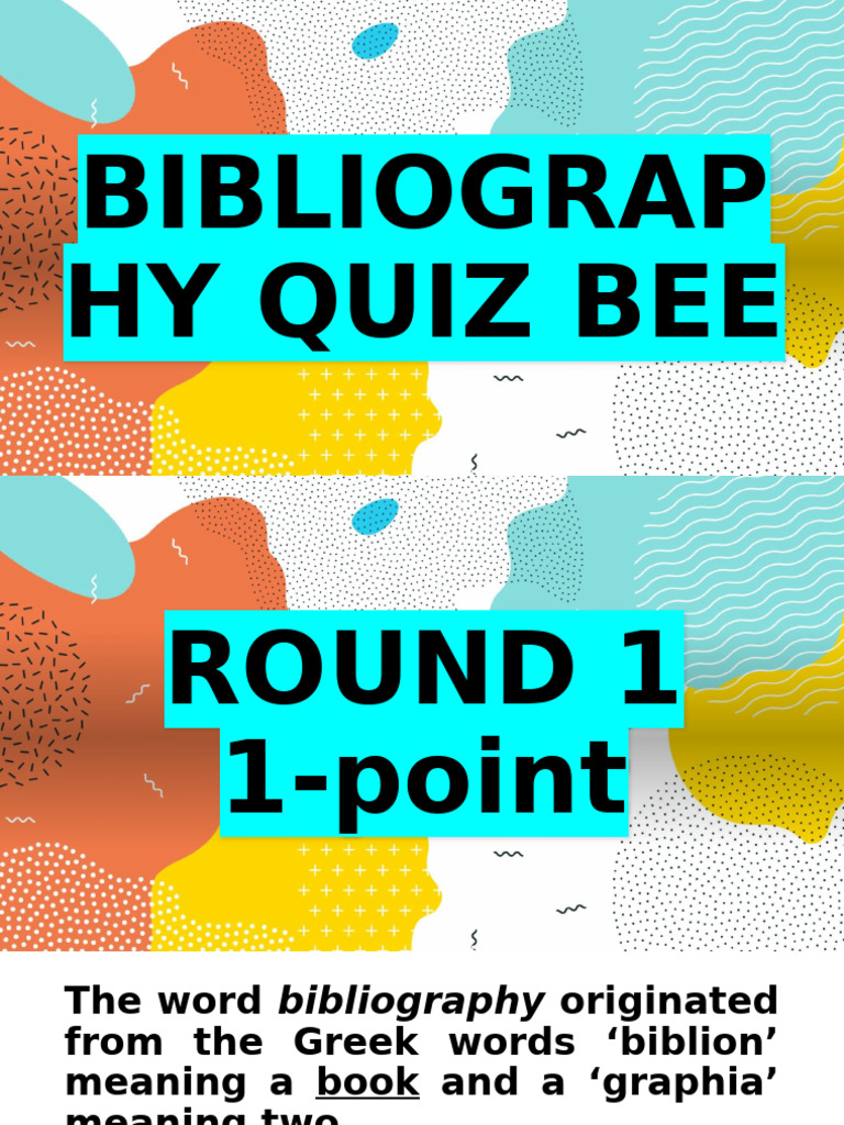 Bibliography Quiz Bee Questions | PDF | Punctuation | Plagiarism