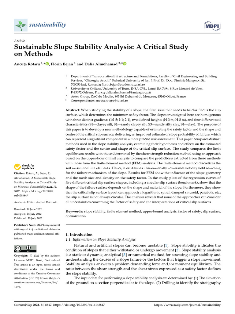 Sustainable Slope Stability Methods Analysis | PDF | Strength Of ...