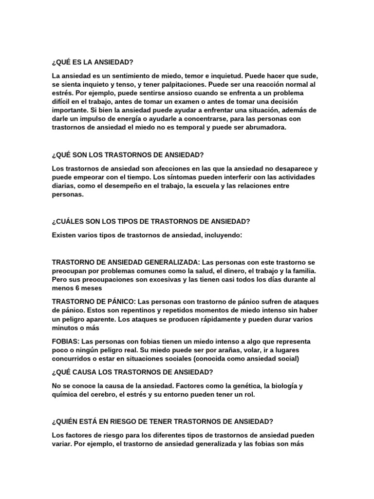 Comprendiendo la Ansiedad y sus Síntomas | PDF | Trastorno de ansiedad ...