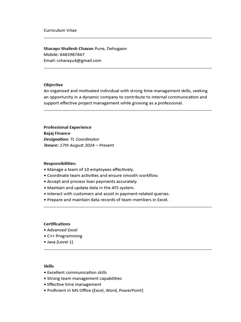 sharayu updated cv pdf 2 | PDF