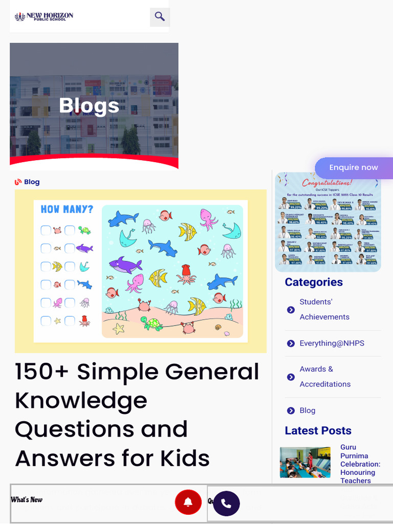 Blogs: 150+ Simple General Knowledge Questions and Answers For Kids ...