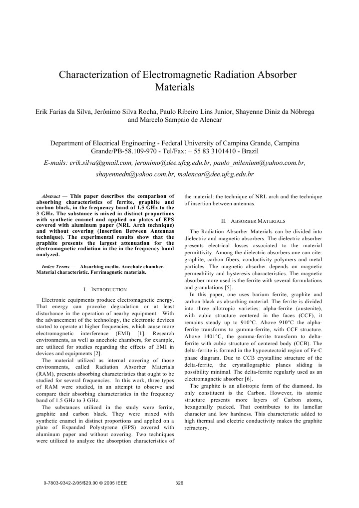 Characterization of Electromagnetic Radiation Absorber Materials | PDF ...