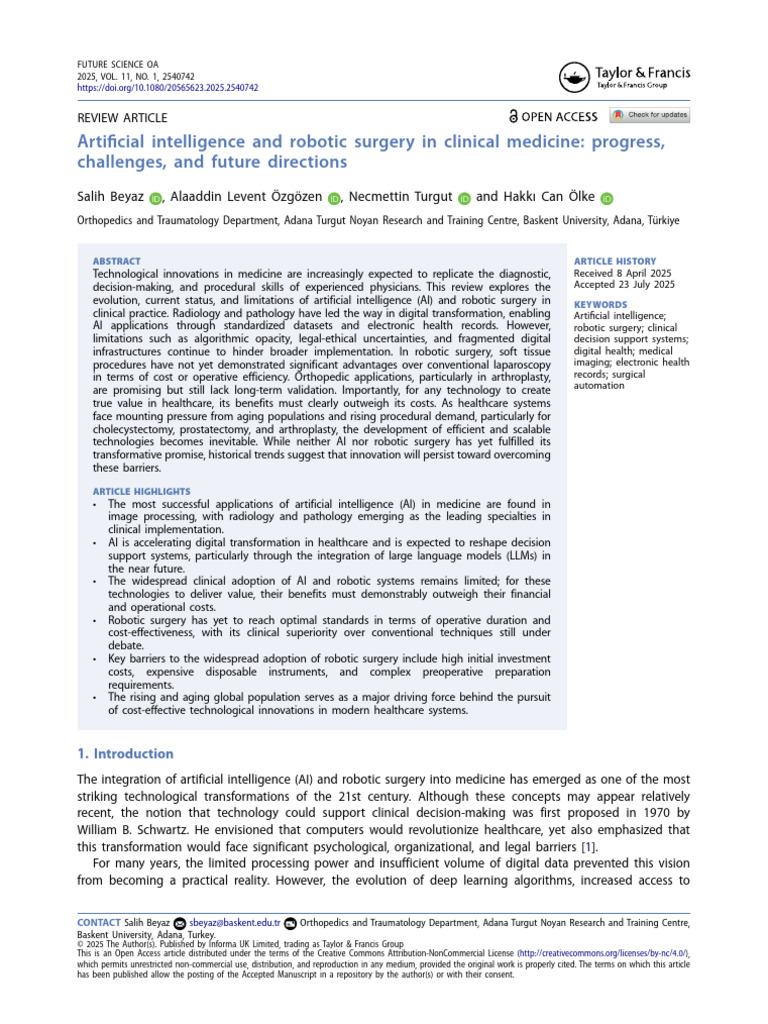 AI and Robotic Surgery in Medicine | PDF | Surgery | Artificial ...