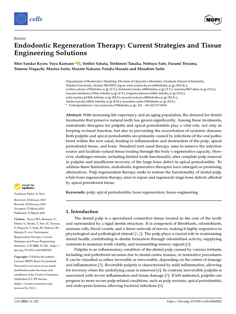 Endodontic Regeneration: Strategies & Solutions | PDF | Human Tooth | Tooth