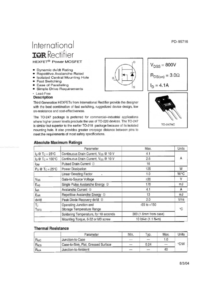 IRFPE30PBF InternationalRectifier | PDF | Diode | Rectifier