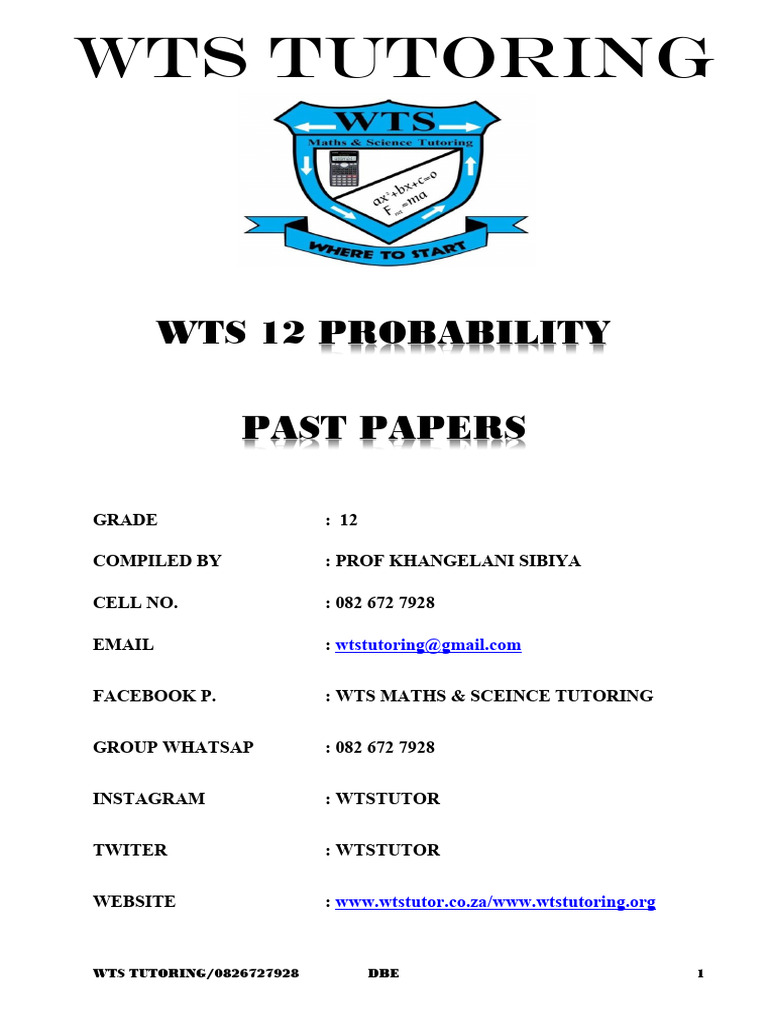 Grade 12 Probability Past Papers | PDF